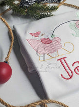 Load image into Gallery viewer, Christmas Embroidered shirt,unicorn Santa Sleigh, pink and red Christmas Sleigh, pink sleigh, cute Christmas baby shirt, Christmas bodysuit