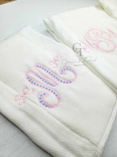 Load image into Gallery viewer, 3 Custom Burp Cloth, Custom Burp Cloth for Baby Girl or Baby Boy, Shower gift, new born gift, pink or blue
